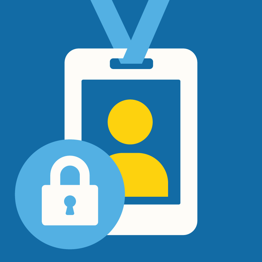 graphic of an ID security badge for accessing buildings